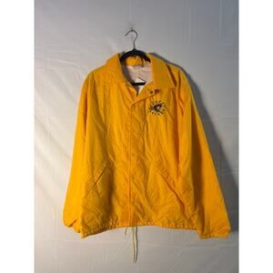 Vintage Birdie Yellow Elise Cow Embroidered Button Snap Nylon Bomber Jacket